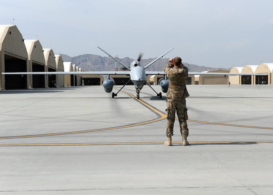 An-MQ-9-Reaper-on-the-runway-prior-to launch-at-Kandahar-Airfield-Afghanistan jpg